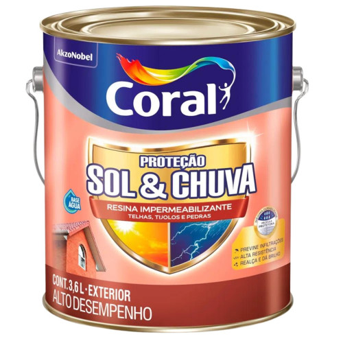 RESINA IMPERMEABILIZANTE SOL E CHUVA INCOLOR 3,6 LTS