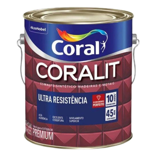 ESMALTE CORALIT ULTRA RESISTENCIA BRILHANTE CINZA MEDIO 3,6 LTS