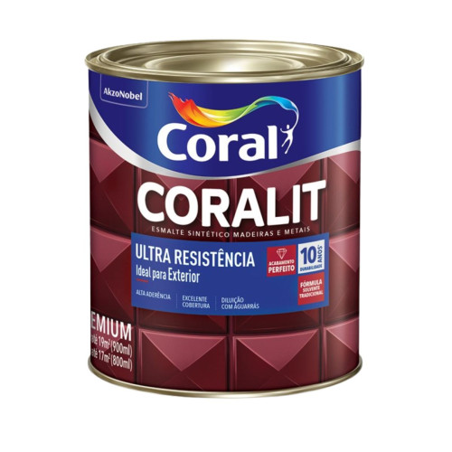 Esmalte Coralit Ultra Resistencia Brilhante Marrom 900 Ml